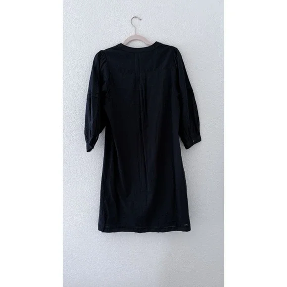 J. McLaughlin Pullover Sabina Cotton Dress Size S Pleated Balloon Sleeves Navy